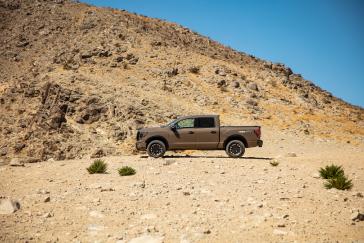 A 2020 Nissan TITAN PRO-4X parked in a desert.