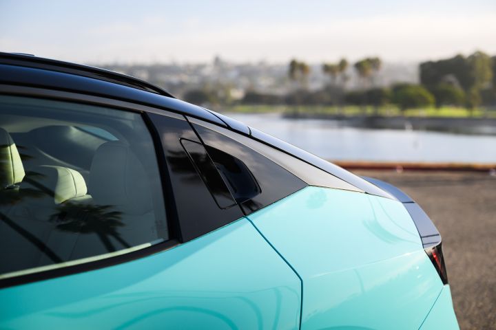 Close up of the rear door handle on the 2026 Nissan LEAF.