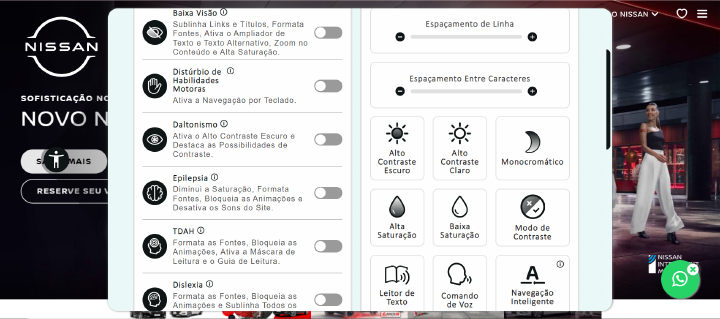 Imagem mostra página do site corporativo da Nissan com novidades em plug ins