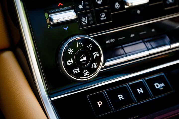 Interior center dashboard controls and button control gear shift inside the 2025 Nissan Armada.