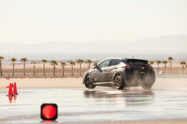 Journalists experience the excellent cornering performance, quick acceleration and smooth ride comfort of Nissan's twin-motor all-wheel control technology: e-4ORCE.