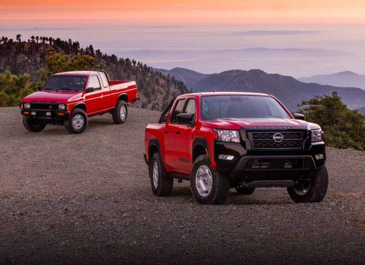 Two 2024 Nissan Frontier's parked outdoors.