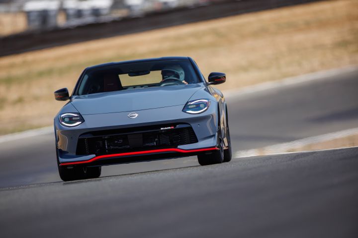 Nissan Z NISMO front view turning on a racetrack
