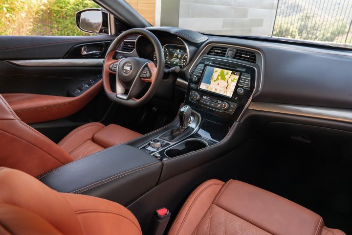 The view from the passenger seat of the dashboard and cockpit in the 2019 Nissan Maxima
