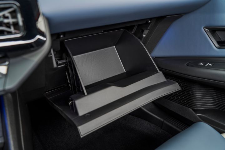 detailed shot of opened glovebox inside the new Micra interior