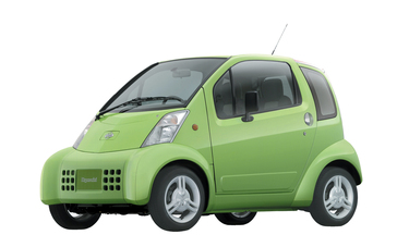 Green Nissan Hypermini facing left