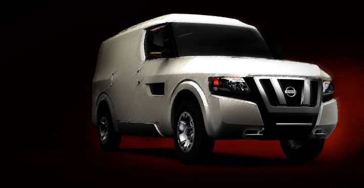 a white Nissan NV2500 Concept