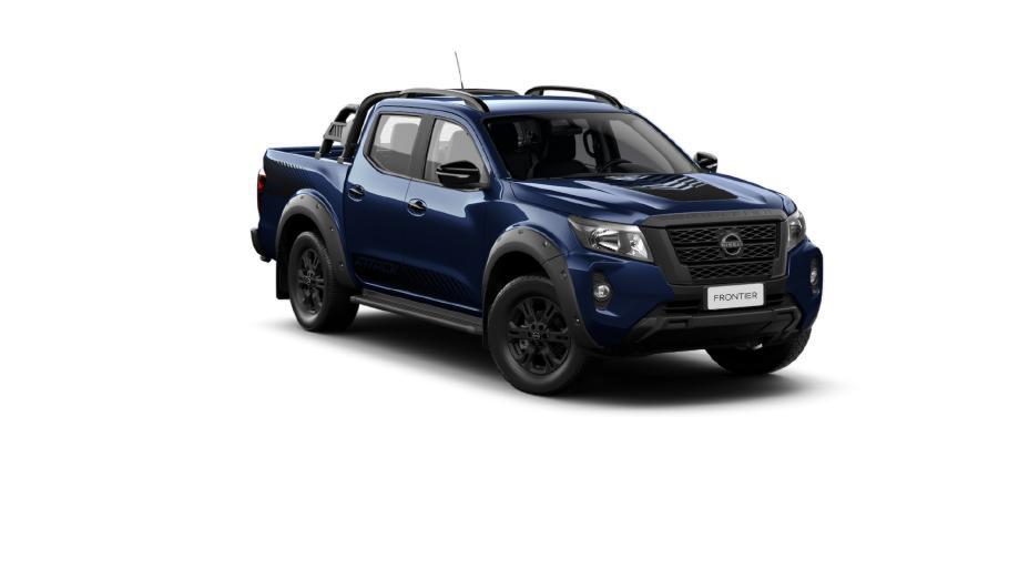 Nissan Frontier Attack na cor azul vista de frente