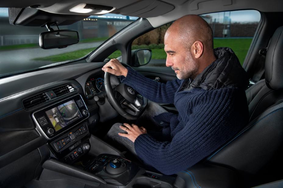 Pep Guardiola feels the thrill of an electrified future with the sustainable power of the all-electric Nissan LEAF