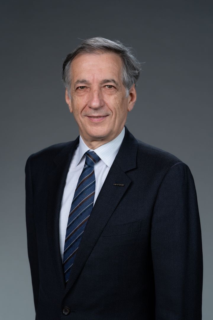 Portrait of Bernard Delmas (suit, tie, NISSAN corporate pin) (smiling)