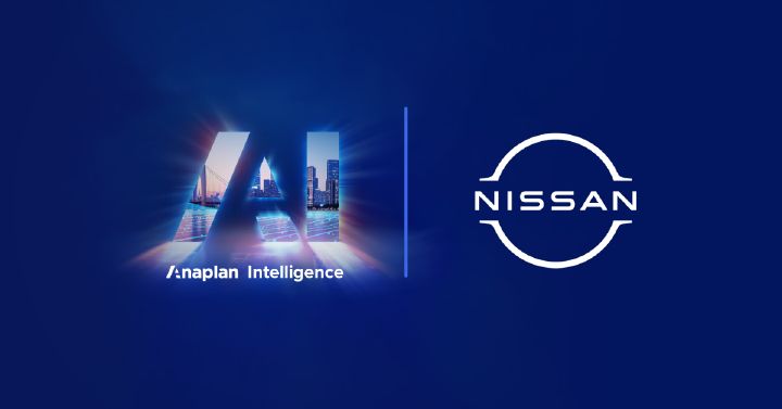 Nissan and Anaplan logo against a blue background