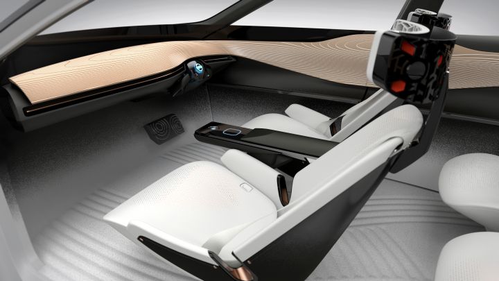 A rendering of the front interior seat area in the Nissan IMx KURO concept
