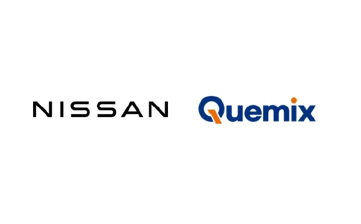Logo Nissan junto con logo de Quemix en colaboración para investigación.