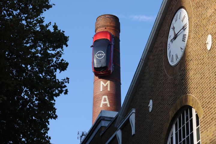 Nissan Qashqai on Truman Brewery’s 49-metre high chimney