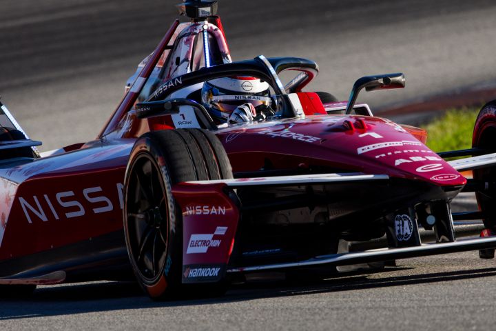 Close up front on shot of Oliver Rowland in the #1 car turning left into a corner during Pre-Season Testing.