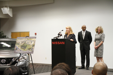 Left to right: Lucy Allen, Museum Division Director and Mississippi Museums Project Director, Mississippi Department of Archives and History; Jeffrey Webster, director of Diversity and Inclusion, Nissan North America; and Katie Blount, executive director, Mississippi Department of Archives and History