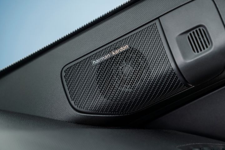 Harman kardon speakers on interior A-pillar of the new Micra by the passenger door