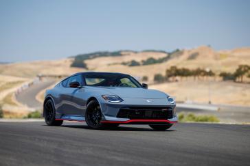 The 2024 Nissan Z NISMO parked on the track.