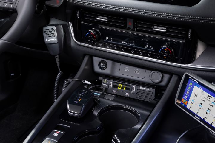 The interior of Nissan X‑Trail Mountain Rescue, close up on console