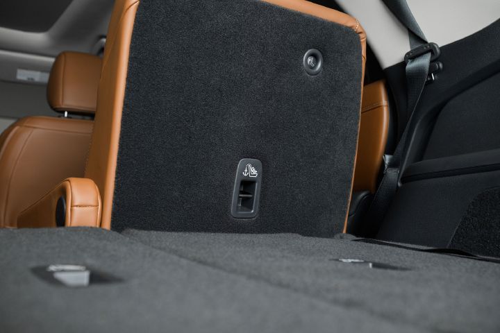 Close up of the trunk inside the 2026 Nissan Pathfinder with the third row seats folded down.