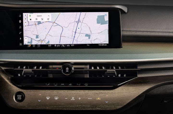 Close up of the dashboard display screen featuring a map inside the 2027 Nissan Murano Dark Armor.