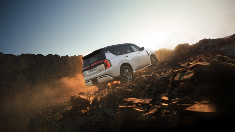 All-New Nissan Patrol climbing a steep mountain trail.