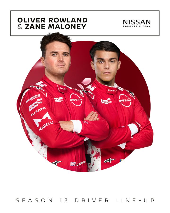 Arte mostra os dois pilotos – Oliver e Zane - da Nissan para a temporada 13, que marca início da era GEN4