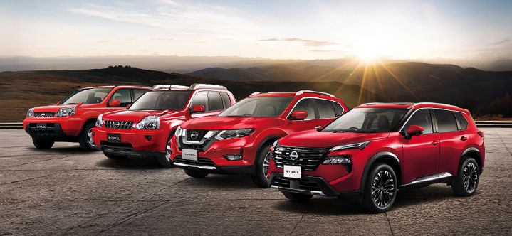 Fotografía que muestra todas las generaciones de Nissan X‑Trail