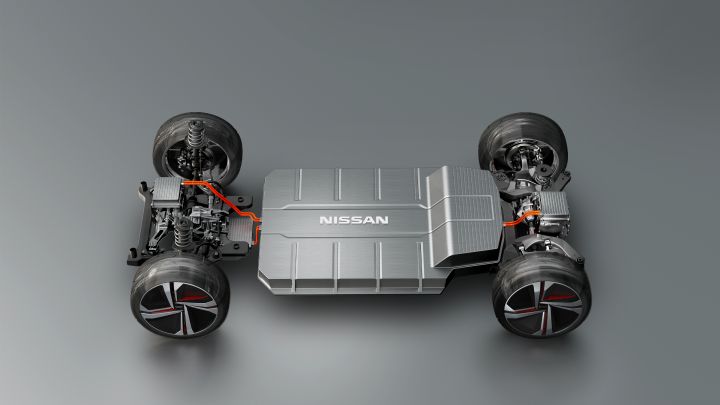 A rendering of the chassis of of the Nissan IMx KURO concept