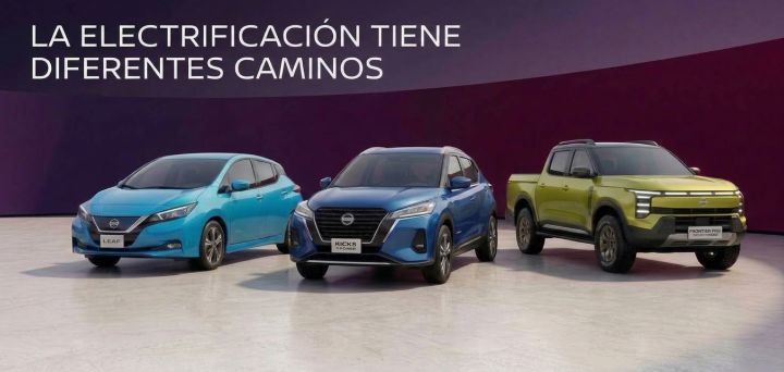Modelos que representan las diferentes opciones de electrificación de Nissan.