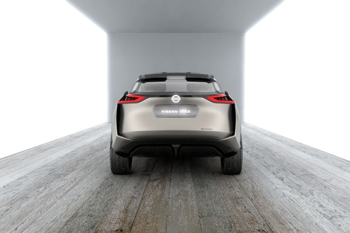 A rear profile view of a concept/rendering of the Nissan IMx KURO concept