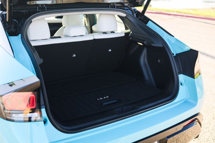 The cargo space inside the 2026 Nissan LEAF.