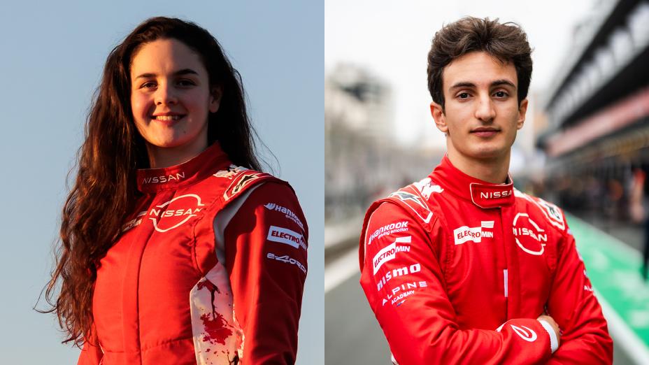 Die Fotos zeigen die beiden Nissan Formel E Fahrerinnen Abbi Pulling und Gabriele Minì.