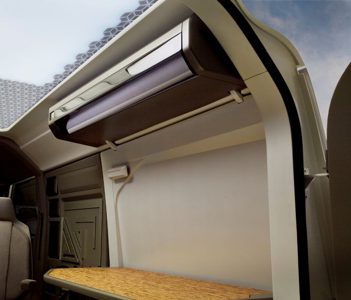 Close up for a work bench inside of an LCV Van