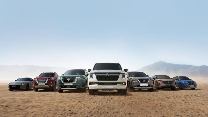 Horizontal photo of Nissan model line-up