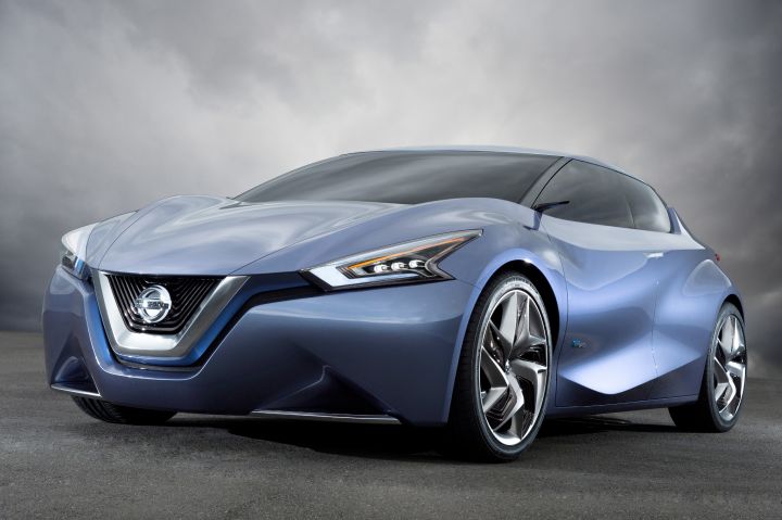 a front and side profile view of a Nissan Friend-ME Concept sedan
