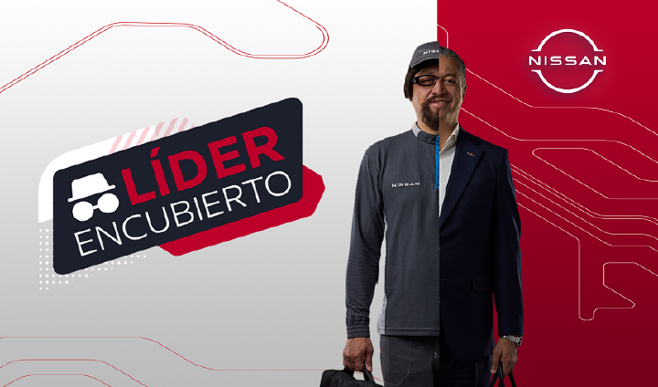 Fotografía de Rodrigo Centeno personificando a Ramiro Hernandez. Leyenda de “Líder Encubierto” incluido.
