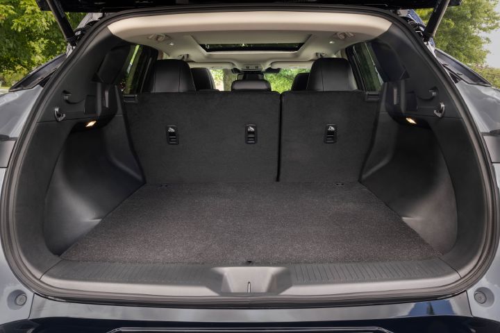 The felted cargo space inside the 2027 Nissan Murano Dark Armor.