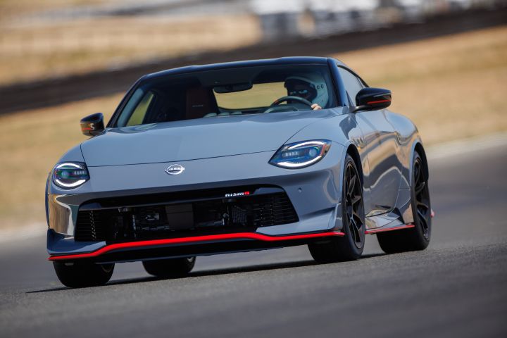 Nissan Z NISMO close-up front view on racetrack
