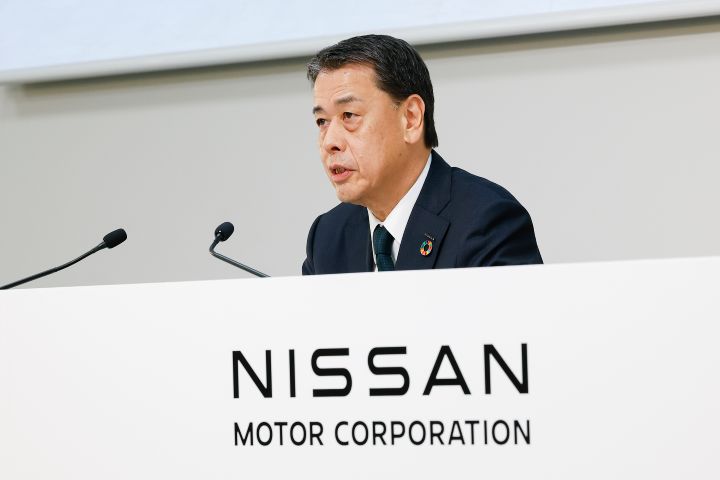Nissan Motor CEO Makoto Uchida announces the company's first quarter financial results for fiscal year 2024.