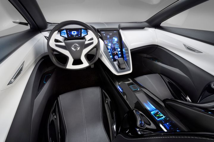 the front interior of a Nissan vehicle