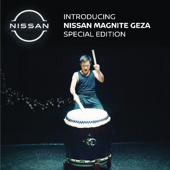 Nissan Magnite Geza infographic of a gentleman beating the drum
