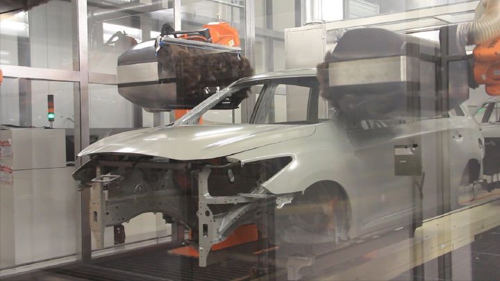 a vehicle on a assembly line
