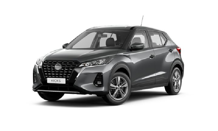 Modelo  Kicks Exclusive 2024 Cinza com Teto Preto