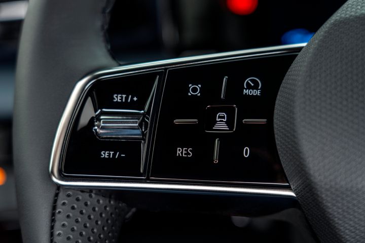 detailed shot of steering wheel dials