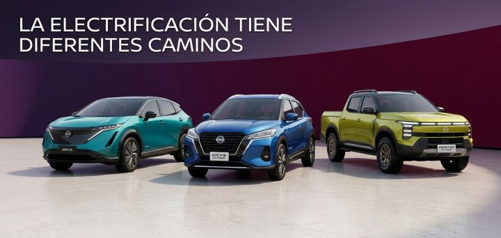 Modelos que representan las diferentes opciones de electrificación de Nissan.